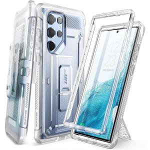 imageSUPCASE Samsung Galaxy S22 Ultra 5G 2022 Case with Kickstand Holder  Belt Clip Unicorn Beetle Pro Heavy Duty Shockproof Bumper Protector Without Screen Protector BlueTransparentGreen