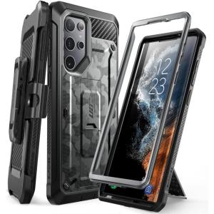 imageSUPCASE Samsung Galaxy S22 Ultra 5G 2022 Case with Kickstand Holder  Belt Clip Unicorn Beetle Pro Heavy Duty Shockproof Bumper Protector Without Screen Protector BlueCamoGray