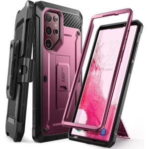 imageSUPCASE Samsung Galaxy S22 Ultra 5G 2022 Case with Kickstand Holder  Belt Clip Unicorn Beetle Pro Heavy Duty Shockproof Bumper Protector Without Screen Protector BlueWine