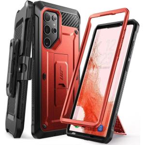 imageSUPCASE Samsung Galaxy S22 Ultra 5G 2022 Case with Kickstand Holder  Belt Clip Unicorn Beetle Pro Heavy Duty Shockproof Bumper Protector Without Screen Protector BlueRed