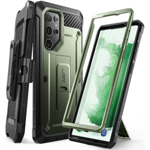 imageSUPCASE Samsung Galaxy S22 Ultra 5G 2022 Case with Kickstand Holder  Belt Clip Unicorn Beetle Pro Heavy Duty Shockproof Bumper Protector Without Screen Protector BlueGreen