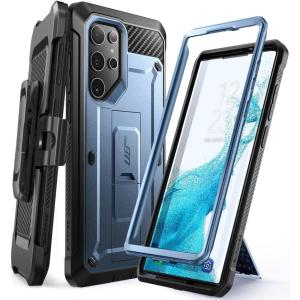 imageSUPCASE Samsung Galaxy S22 Ultra 5G 2022 Case with Kickstand Holder  Belt Clip Unicorn Beetle Pro Heavy Duty Shockproof Bumper Protector Without Screen Protector BlueBlack  Blue
