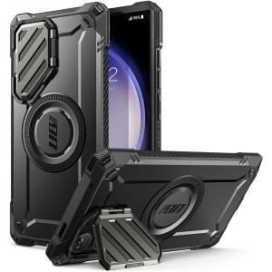 imageSUPCASE UB Mag XT Case for Samsung Galaxy S24 Ultra 2024 Release Metal Camera Cover Extreme Lens Protection Slim Rugged Case with Builtin Kickstand RuddyBlack