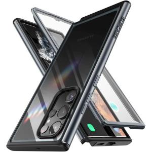 imageSUPCASE for Samsung Galaxy S23 Ultra Case with Builtin Screen Protector Edge XT Fingerprint Compatible MilitaryGrade Protection FullBody Clear Bumber Phone Case for S23 Ultra BlackBlack