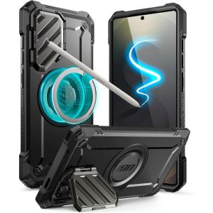 imageSUPCASE for Samsung Galaxy S25 Ultra Case with Camera Cover Stand UBMag XT S Pen Friendly Compatible with MagSafe MilitaryGrade Protection Magnetic Phone Case for S25 Ultra 69 inch BlackBlack