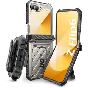 imageSUPCASE for Samsung Galaxy Z Flip 6 Case with Stand ampamp BeltClip Unicorn Beetle Pro Hinge Protection Front Screen Protector Full Body Rugged Protective Phone Case for Galaxy Z Flip 65 RuddyTiGray
