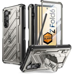 imageSUPCASE for Samsung Galaxy Z Fold 6 Case with S Pen Holder UB Pro Builtin Screen Protector ampamp Kickstand MilitaryGrade Protection Heavy Duty Rugged Phone Case 360 Full Shockproof Cover GuldanTiGray
