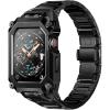 imageSUPCASE Unicorn Beetle Steel Case with Band for Apple Watch Series 98SE27654SE 4544mm Stainless Steel Metal Rugged Protective Case with Strap BandsDark