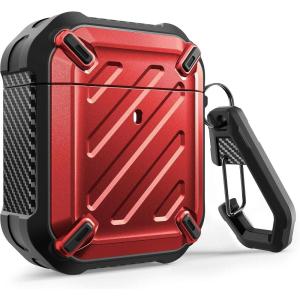 imageSUPCASE Unicorn Beetle Pro Series Case Designed for Airpods 1 ampamp 2 FullBody Rugged Protective Case with Carabiner for Apple Airpods 1st ampamp 2nd PurpleRed