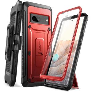 imageSUPCASE Unicorn Beetle Pro Series Case for Google Pixel 7 2022 Release FullBody Rugged BeltClip ampamp Kickstand Case with Builtin Screen Protector GuldanRed