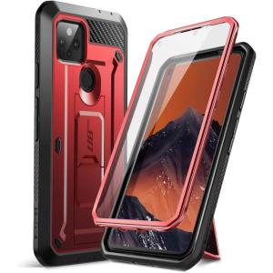 imageSUPCASE Unicorn Beetle Pro Series FullBody Rugged Holster Case with Builtin Screen Protector for 62Inch Google Pixel 4A 5G 2020 Metallic BlueRed