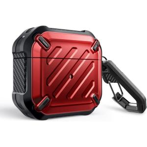 imageSUPCASE for AirPods 3rd Generation Case with Carabiner Supports Wireless Charging AntiScratch FullBody Rugged Shock Resistant Shockproof Hard Shell Protective Case for AirPods 3 2021 BlueRed