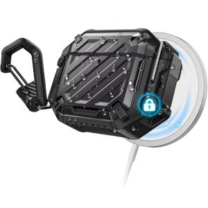 imageSUPCASE for AirPods 4 Case with Lock ampamp Carabiner Unicorn Beetle Pro IP68 Waterproof MilitaryGrade Protection Supports Wireless Charging AntiScratch Hard Shell Waterproof Cover BlackBlack