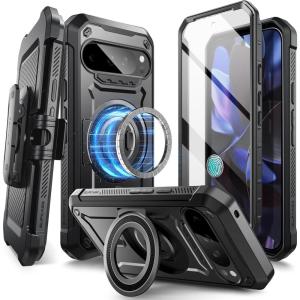 imageSUPCASE for Google Pixel 9 Pro XL Case with Stand UBPro Mag Support MagSafe Builtin Screen Protector ampamp Belt Clip MilitaryGrade Protection Magnetic Phone Case for Pixel 9 Pro XL Black