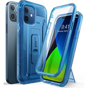 imageSUPCASE for iPhone 12 Case  iPhone 12 Pro Case with Screen Protector Unicorn Beetle Pro Builtin Stand ampamp BeltClip FullBody Rugged Protective Phone Case for iPhone 12  12 Pro 61quot BlackClear Blue
