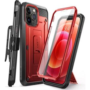 imageSUPCASE for iPhone 13 Pro Case with Stand ampamp BeltClip Unicorn Beetle Pro Builtin Screen Protector MilitaryGrade Protection Heavy Duty Rugged Kickstand Phone Case BlackRed