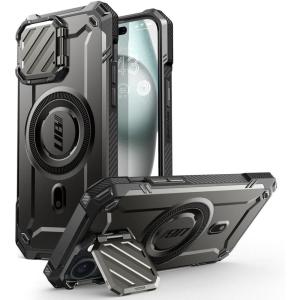 imageSUPCASE for iPhone 16e15 Case with Stand Unicorn Beetle Mag XT Compatible with MagSafe Builtin Camera Cover Stand Heavy Duty Magnetic Phone Case for iPhone 14iPhone 13 BlackBlack