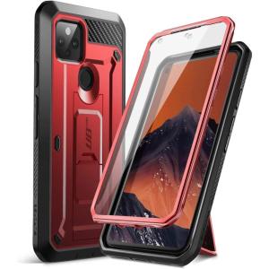 imageSupCase Unicorn Beetle Pro Series Case for Google Pixel 5 2020 Release FullBody Rugged Holster Case with Builtin Screen Protector BlackMetallic Red