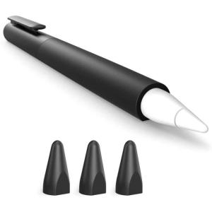 imageSUPCASE Silicone Protective Case for Apple Pencil 1st Generation AntiSlip Grip with Nib Cover 3 Pieces Accessories BlackBlack