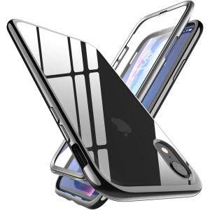 imageSUPCASE Unicorn Beetle Electro Series Case for iPhone Xr Case Plating Polished Metallic Slim Hybrid FullBody Protective Case with Builtin Screen Protector Black with Smoky Back