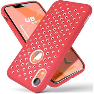 imageSUPCASE Unicorn Beetle Sport Series Designed for iPhone XR Case 2018 Release Liquid Silicone Rubber PC Premium Hybrid Case Hole Pattern with Heat Dissipation WhiteRed