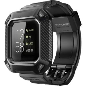 imageSUPCASE for Fitbit Versa 3 Band with Case Unicorn Beetle Pro MilitaryGrade Protection AntiResistant Rugged Men Cover with Adjustable Strap Wristband for Fitbit Versa 3  Fitbit Sense Black