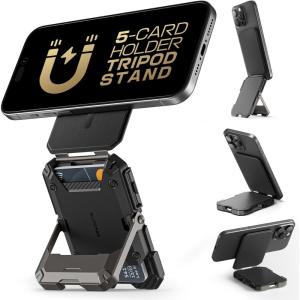 imageSUPCASE for MagSafe Wallet with Stand Magnetic Wallet for Men Hold 5 Cards Adjustable Stand RFID Blocking Phone Stand Credit Card Holder Tripod for iPhone 1615141312 Series BlackBlack