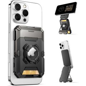 imageSUPCASE for MagSafe Wallet with Stand Magnetic Wallet for Men Hold 5 Cards Adjustable Stand RFID Blocking Phone Stand Credit Card Holder Tripod for iPhone 1615141312 Series BlackDark