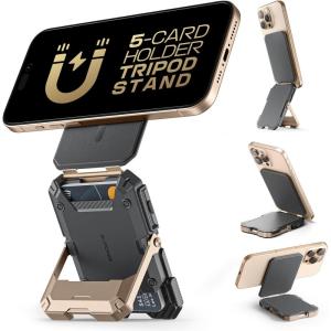 imageSUPCASE for MagSafe Wallet with Stand Magnetic Wallet for Men Hold 5 Cards Adjustable Stand RFID Blocking Phone Stand Credit Card Holder Tripod for iPhone 1615141312 Series BlackDesert