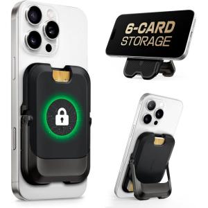 imageSUPCASE for MagSafe Wallet with Stand Magnetic Wallet for Men Women Hold 6 Cards RFID Blocking Strong Magnetic Lock Phone Stand Card Holder for iPhone 1615141312 Series Carbon BlackCarbon Black