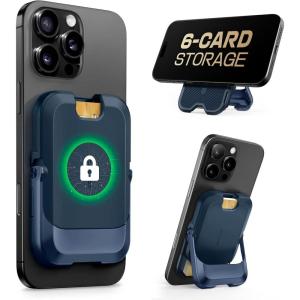 imageSUPCASE for MagSafe Wallet with Stand Magnetic Wallet for Men Women Hold 6 Cards RFID Blocking Strong Magnetic Lock Phone Stand Card Holder for iPhone 1615141312 Series Carbon BlackMidnight Blue