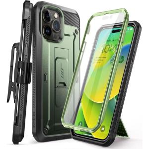imageSUPCASE for iPhone 14 Pro Case with Stand ampamp BeltClip Unicorn Beetle Pro Builtin Screen Protector MilitaryGrade Drop Protection Heavy Duty Rugged Phone Case BlackGreen
