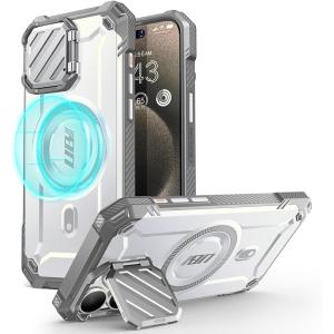 imageSUPCASE for iPhone 15 Pro Max Case with Camera Cover ampamp Stand UBMag XT Compatible with MagSafe Builtin Kickstand MilitaryGrade Protection Heavy Duty Rugged Magnetic Phone Case GuldanWhite