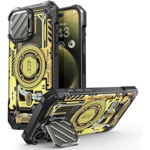 imageSUPCASE for iPhone 15 Pro Max Case with Camera Cover ampamp Stand UBMag XT Compatible with MagSafe Builtin Kickstand MilitaryGrade Protection Heavy Duty Rugged Magnetic Phone Case GuldanYellowCircuit
