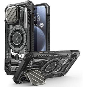 imageSUPCASE for iPhone 15 Pro Max Case with Camera Cover ampamp Stand UBMag XT Compatible with MagSafe Builtin Kickstand MilitaryGrade Protection Heavy Duty Rugged Magnetic Phone Case GuldanBlack Circuit