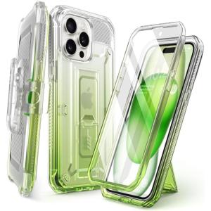 imageSUPCASE for iPhone 15 Pro Max Case with Screen Protector Unicorn Beetle Pro Builtin Stand ampamp BeltClip MilitaryGrade Protection Full Body Heavy Duty Phone Case for iPhone 15 Pro Max ClearGradient Green