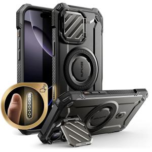 imageSUPCASE for iPhone 16 Pro Case 63 2024 with Camera Cover Stand UBMag XT Compatible with MagSafe Builtin Kickstand MilitaryGrade Protection Heavy Duty Rugged Magnetic Phone Case GuldanDark