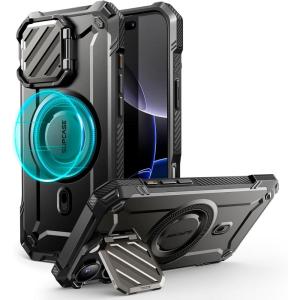 imageSUPCASE for iPhone 16 Pro Case 63 2024 with Camera Cover Stand UBMag XT Compatible with MagSafe Builtin Kickstand MilitaryGrade Protection Heavy Duty Rugged Magnetic Phone Case GuldanBlack
