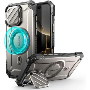 imageSUPCASE for iPhone 16 Pro Case 63 2024 with Camera Cover Stand UBMag XT Compatible with MagSafe Builtin Kickstand MilitaryGrade Protection Heavy Duty Rugged Magnetic Phone Case Guldan24TiGray