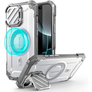 imageSUPCASE for iPhone 16 Pro Case 63 2024 with Camera Cover Stand UBMag XT Compatible with MagSafe Builtin Kickstand MilitaryGrade Protection Heavy Duty Rugged Magnetic Phone Case GuldanWhite
