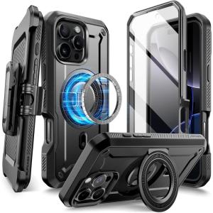 imageSUPCASE for iPhone 16 Pro Max Case with Stand UBPro Mag Support MagSafe Builtin Screen Protector ampamp Belt Clip MilitaryGrade Protection Magnetic Phone Case for iPhone 16 Pro Max 69 TiGrayBlack