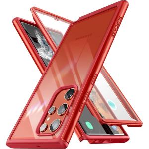 imageSUPCASE for Samsung Galaxy S22 Ultra Case Unicorn Beetle Edge Pro Builtin Screen Protector MilitaryGrade Protection Slim Frame Clear Protective Phone Case for S22 Ultra 5G 2022 WineRed