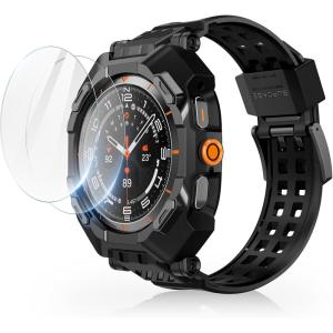 imageSUPCASE for Samsung Galaxy Watch Ultra 47mm Case with Band Unicorn Beetle Pro 2 Pack Screen Protector Rugged Protective Cover with Adjustable Strap Band for Galaxy Watch Ultra BlackBlack