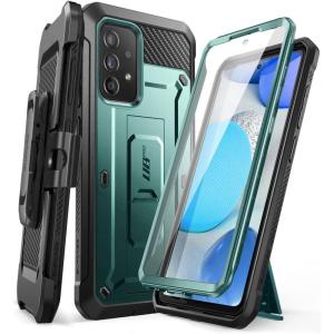 imageSUPCASE Samsung Galaxy A53 5G 2022 Case with Builtin Screen Protector Kickstand Holder Belt Clip Unicorn Beetle Pro 360 Full Body Protection Shockproof Blackpeacock