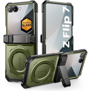 imageSUPCASE for Samsung Galaxy Z Flip 7 Case with Stand ampamp Front Screen Protector Unicorn Beetle Grip Support MagSafe Hinge Protection Full Body MilitaryGrade Rugged Back Phone Cover GuldanGuldan