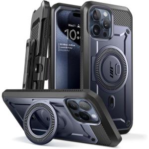 imageSUPCASE for iPhone 15 Pro Case with Stand Unicorn Beetle Pro Mag Builtin Screen Protector ampamp Belt Clip Compatible with MagSafe MilitaryGrade Magnetic Phone Case BlackMountain