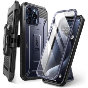 imageSUPCASE for iPhone 15 Pro Case with Stand ampamp BeltClip Unicorn Beetle Pro Builtin Screen Protector MilitaryGrade Drop Protection FullBody Heavy Duty Rugged Phone Case BlackBlue