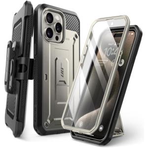 imageSUPCASE for iPhone 15 Pro Case with Stand ampamp BeltClip Unicorn Beetle Pro Builtin Screen Protector MilitaryGrade Drop Protection FullBody Heavy Duty Rugged Phone Case BlackTiGray