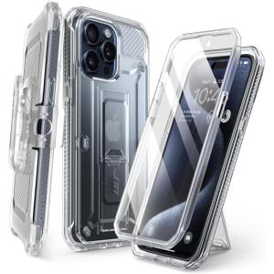imageSUPCASE for iPhone 15 Pro Case with Stand ampamp BeltClip Unicorn Beetle Pro Builtin Screen Protector MilitaryGrade Drop Protection FullBody Heavy Duty Rugged Phone Case BlackClear