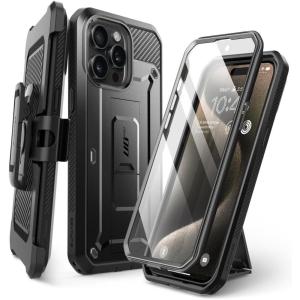 imageSUPCASE for iPhone 15 Pro Case with Stand ampamp BeltClip Unicorn Beetle Pro Builtin Screen Protector MilitaryGrade Drop Protection FullBody Heavy Duty Rugged Phone Case BlackBlack